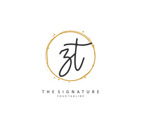 Z T ZT Initial letter handwriting and signature logo. A concept handwriting initial logo with template element.