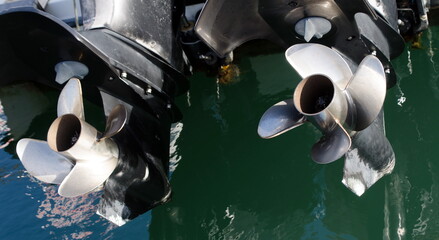 Double propellers of a motor boat © Dmitri Kotchetov