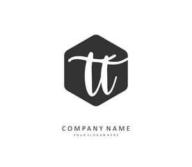 T TT Initial letter handwriting and signature logo. A concept handwriting initial logo with template element.