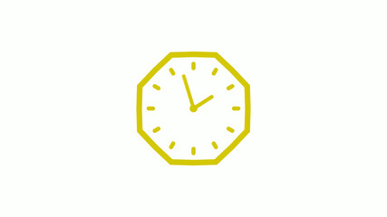 Yellow color counting down clock icon on white background