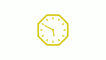 Yellow color counting down clock icon on white background