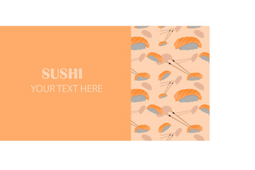 Banner with sushi with space for text