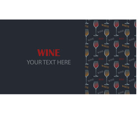 Banner with wine glasses on a dark background with space for text