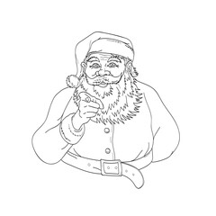 Santa Claus Saint Nicholas or Father Christmas Pointing Index Finger Saying I Want You Line Art Drawing
