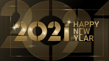 Happy new year 2021 banner.Golden Vector luxury text 2021