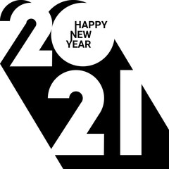 Happy new year 2021 banner in flat style. Can be used as brochure, card, banner design template.