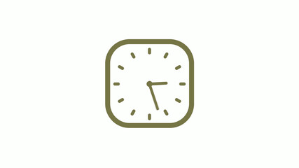 Amazing yellow gray square clock icon on white background, 12 hours clock icon