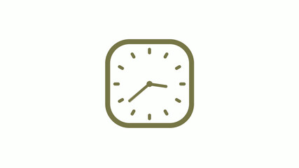 Amazing yellow gray square clock icon on white background, 12 hours clock icon