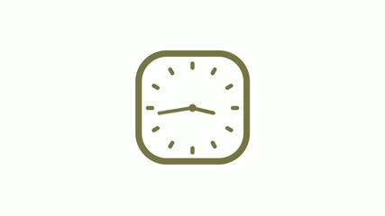 Amazing yellow gray square clock icon on white background, 12 hours clock icon