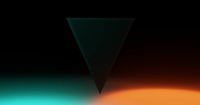 3d render with simple triangle in blue orange lighting