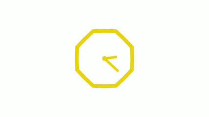 Yellow color counting down clock icon without trick, Clockisolated