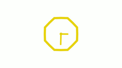 Yellow color counting down clock icon without trick, Clockisolated