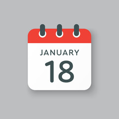 Icon day date 18 January, template calendar page