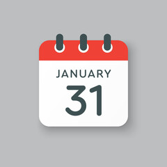 Icon day date 31 January, template calendar page