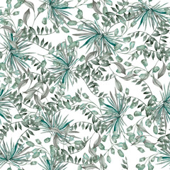 seamless watercolor illustration  background mix colorful floral flower and leaves with line art used for background texture, wrapping paper, textile greeting card template or wallpaper design