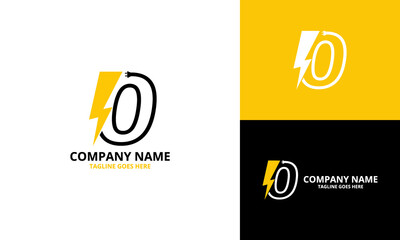 Flash initial letter O Logo Icon Template. Illustration vector graphic. Design concept Electrical Bolt With letter  symbol. Perfect for corporate, technology, initial , more technology brand identity