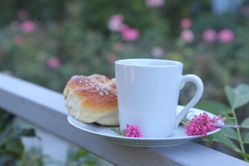 cup of coffee and cookies