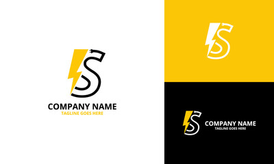 Flash initial letter S Logo Icon Template. Illustration vector graphic. Design concept Electrical Bolt With letter  symbol. Perfect for corporate, technology, initial , more technology brand identity
