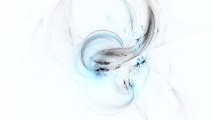 Abstract colorful blue and grey chaotic shapes. Fantasy light background. Digital fractal art. 3d rendering.