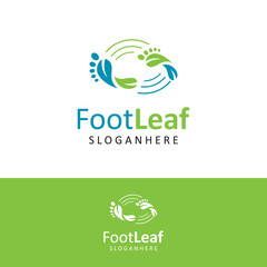 Podiatric Logo Leaf Design Vector Stock. foot print Logo Design Nature. foot care logo design icon. Natural Feet Care Logo Template