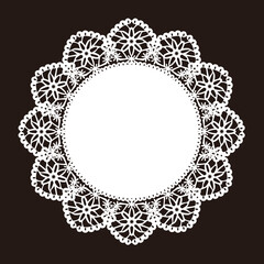 レースペーパー 背景 フレーム 素材 ベクター イラスト　白黒