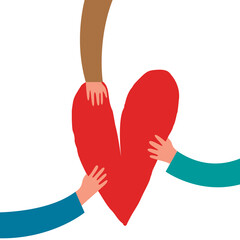 Illustration of heart and human hands in doodle style. Design element for poster,card, banner, sign, emblem. Vector illustration © liubov