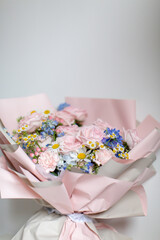 Beautiful pink flowers on the desk