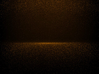 Vector abstract luxury background with golden glitter dust on black.