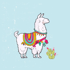 Cute cartoon llama