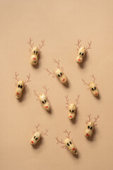 Reindeer heads made with peanuts pattern