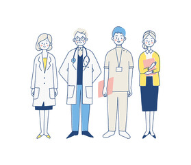 病院で働く人々のイラスト