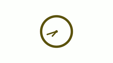 Circle yellow dark 12 hours clockicon on white background,yellow dark clockicon without trick