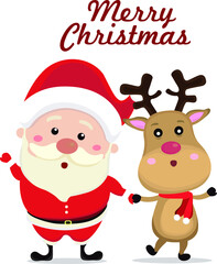 Fototapeta na wymiar Merry Christmas, Happy Christmas companions. Santa Claus and Reindeer