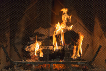 Logs Burning Inside Fireplace