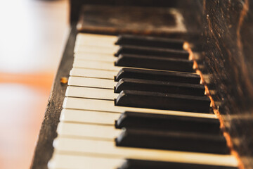 Keys on a Vintage Piano, Piano Key Details, Antique Piano