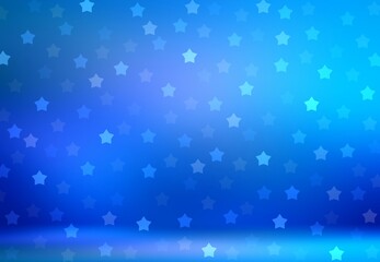 Winter holidays stars blue background 3d. Magical Christmas night illustration.