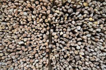 Pile of wood logs. Stack of firewood