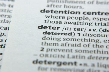 Word or phrase Deter in a dictionary.