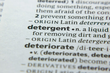 Obraz premium Word or phrase Detergent in a dictionary.