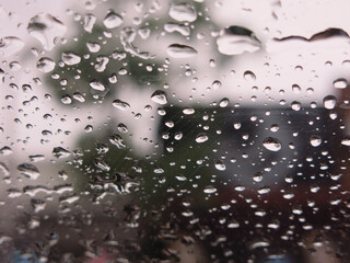 Abstract water droplets Stuck on glass