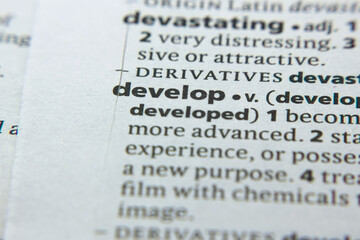 Word or phrase Develop in a dictionary.