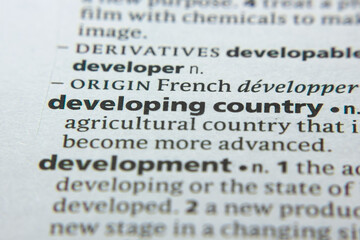 Word or phrase Developing Country in a dictionary.