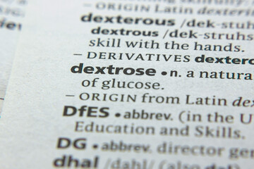 Word or phrase Dextrose in a dictionary.