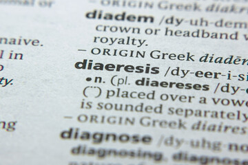 Word or phrase Diaeresis in a dictionary.