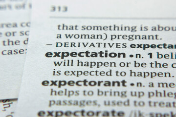 Word or phrase Expectation in a dictionary.