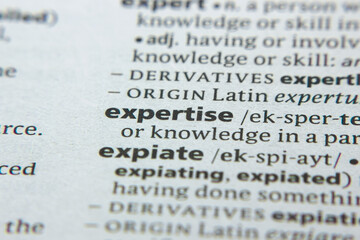 Word or phrase Expertise in a dictionary.
