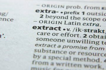 Word or phrase Extract in a dictionary.