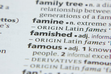 Word or phrase Famished in a dictionary.