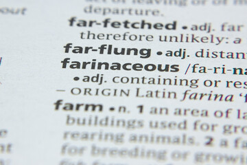 Word or phrase Farinaceous in a dictionary.