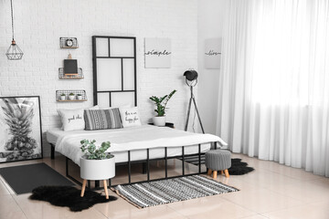 Interior of modern stylish bedroom